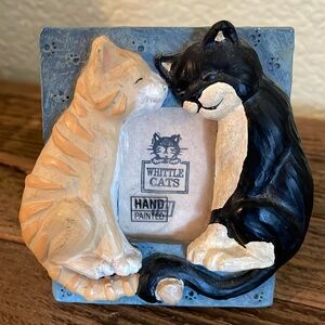 Sweet Hand painted Resin Kitty Frame, Vintage 1995, ~3”X 3 1/4”